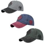 Funshow 3 Pack Canada Maple Leaf Baseball Cap Vintage Dad Hat for Men Women Black