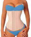 YIANNA Long Torso Waist Trainer for Women Underbust Corsets Cincher Sport Girdle, Beige 17 Steel Boned, XXXL