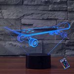 Optical Illusion 3D Skateboard Night Light 16 Colors Changing Remote Control USB Power Touch Switch Decor Lamp LED Table Desk Lamp