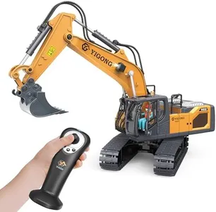 Baljinder Remote Control Excavator Toy for Boys, RC Excavator Infinite Rotation with Metal Shovel Lights & Sounds, Construction Toys Holiday Party Birthday Christmas Boys Gifts for 6-12 Year Old