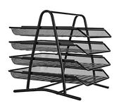 Honexa 4-Tier Metal Mesh Document Tray File Rack, 30 X 28.5 X 31.3 cm, Black