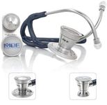 MDF ER Premier Cardiology Stainless Steel Dual Head Adult-Pediatric Stethoscope with adult cardiology bell convertible attachment - Navy Blue (MDF797DD-04)