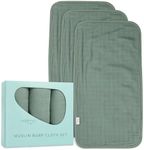 Natemia Muslin Burp Cloths for Baby Boys and Girls - Super Absorbent Baby Burp Cloths, Viscose Derived from Bamboo Cotton Baby Washcloths, 3-Pack Neutral Burp Cloths for Newborn, 21" x 11"