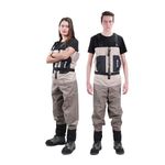 NEYGU Breathable And Quick-Drain Waterproof Fishing Chest Wader, Hunting and Hiking Waders with Stocking foot for Women and Men (tan grey, M)