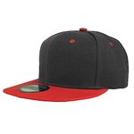 Gelante Snapback Hats for Men - Flat Bill Brim Baseball Cap Hat - Plain Blank Adjustable, Black/Red, One Size