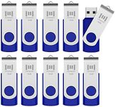 MOSDART 16GB 10pcs USB 2.0 Bulk Flash Drives Swivel Design Memory Stick Storage with Led Indicator,10 Pack Blue