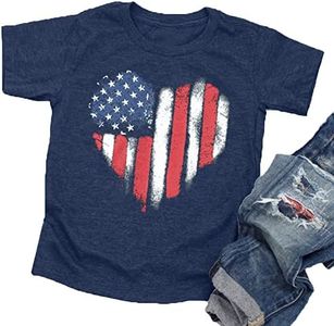 American Flag Shirt Toddler Kids Boys Girls USA Flag Heart Graphic T-Shirt 4th of July Shirt Patriotic Tee Tops, Dark Blue, 24 Months