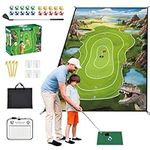 QUNREDA Kids Golf Chipping Game Mat - Interactive Toy for Ages 6-12, Ideal Gifts for Boys & Girls, Complete Mini Golf Set for Indoor/Outdoor Family Fun Dinosaur