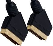 World of Data 1.5m Shielded Scart Cable - 24k Gold Plated - Fully Wired 21-pin Scart - Audio & Video Lead - Male to Male