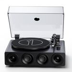 1 BY ONE High Fidelity Record Player, All-in-One Turntable with Built in Speakers Phono Preamp, Magnetic AT-3600L Cartridge, RCA Output, Belt Drive 2-Speed, Piano Lacquer Grey