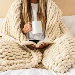 SAMIAH LUXE Chunky Knit Blanket Thr