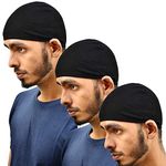 MOTUS Unisex Cotton Black Color Helmet Skull Cap/topi for Men's,Women's & Kid's Combo Pack of 3-Free Size