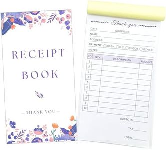 PINKEESEA Thank You Receipt Book for Small Businesses 4x7 inches 2-Part Carbonless White Yellow 50 Sets 100 Sheets per with Wrap Around Cover Blank Signature Stamp Section (1 Purple) (PINKEESEARB)