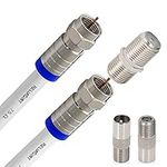 RELIAGINT 5M White RG6 TV Aerial Cable, Waterproof Copper F Connector With F81 Extension Adapter, Up to 3Ghz High Speed HD Video for STB, Dish TV, Satellite, Antenna Coax Cable (White, 5M)