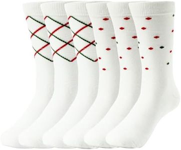WANDER Men's Athletic Christmas Crew Socks - 6 Pairs Moisture-Wicking Cushioned, Ideal for Running Sports and Work Size 12-15