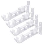 KOLAKO Curtain Rod Brackets, Double Curtain Rod Holders, Heavy Duty Wall Mount Curtain Hardware Drapery Hooks Window Rod Hanging Hanger for Blinds, Double Rods Curtain Brackets, White