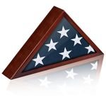 DANF FLAG Mahogany Flag Case, 5' x 9.5' American Veteran Burial Flag Display, Wall Mount, Triangular, Mahogany Wooden Frame Box with Acrylic Front