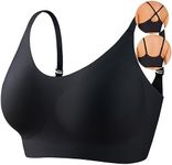 PRETTYWELL Bralettes for Women Padded, Cross-Back Bras for Women Wirefree, Seamless Comfortable Bra with Adjustable Straps, Women’s Wireless Bralette Bra Pack (XL, Black, x_l)