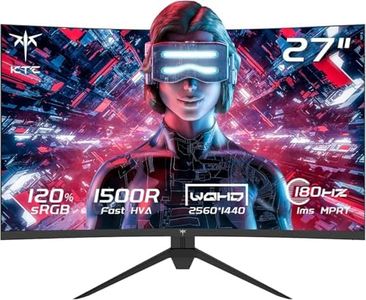 KTC 27 Inch QHD Curved Gaming Monitor, 2K@180Hz 1440P Monitor with 1500R VA Panel, 1ms MPRT, FreeSync Premium, G-Sync, HDR10, 132%sRGB, VESA, HMDI 2.0 / DP 1.4 for Desktop, Laptop, PS5, Xbox and More