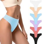 PSEFNAGX 6 Pieces Women's High Rise Breathable Strecthy Thong Panties T Back Underwear Size XXLarge