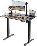 VonHaus Electric Standing Desk, Height Adjustable Sit Stand Desk w/Anti-Collision & Height Preset Technology, Cable Management & USB-C Charging, 100x60cm, Two Piece Black Desktop & Frame