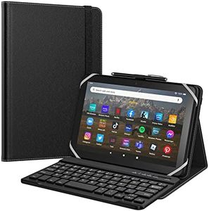 MoKo Universal Keyboard Case for 7", 7.9", 8" iPad Mini/Samsung Galaxy Tab A/Huawei Tablet, Lightweight Tablet Cover with Removable Wireless Bluetooth Keyboard, Black