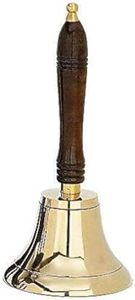 Large & Heavy Solid Brass Loud Hand Call Bell for Weddings, Christmas, School 11"(H) 5"(D) Polished Brass by The Metal Magician