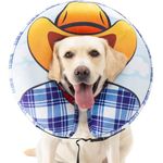 Avont Inflatable Dog Cone Collar After Surgery, Blow Up Soft Dog Donut Neck Pillow Protective Recovery Cone Alternative -Cowboy(S)