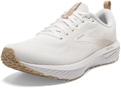 Brooks Men s Revel 6 Neutral Running Shoe, White/Khaki, 12