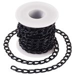 Boutigem 16.4Feet Oval Aluminum Curb Chains Black Twisted Chunky Link Chains 13.5x8x2mm for DIY Necklace Bracelet Making Crafts