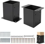 Post Base for Deck,Deck Post Bracket with Bolts and Hardware Kit,Post Anchor with Powder-Coated Finish,(4"x4" or 6"x6"Options) Post Holder for Fence Deck,Pergola and Gazebo