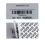 100pcs Custom 1” x 2” Write-on Tamper Evident Numbered Asset Tag Property ID Industrial Labels (Mat Silver Metalized, Pre-Printed Barcode, Waterproof – TamperSeals Group)