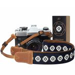 Camera Strap - 1.5" Cowhide Head Shoulder Neck Strap ,Retro Jacquard Embroidery Multi-pattern camera straps for Cameras and Binoculars,Cute Adjustable Thin Strap for Adults & Kids(Vintage Blue）