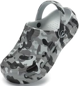 Tormigo Boys Girls Comfortable Garden Clogs | Slip-On Mules Slides Sandals Beach Slipper for Little/Big Kid | Size 5 Camo Grey