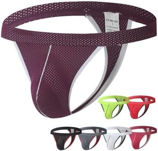KAREN SPACE Men's Thong Underwear Sports Supporter Mens G-String Thongs Breathable Mesh Sexy for Men, 1929XD-Purple,Medium