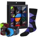 Mens Dress Socks with Gift Box - Cotton Colorful Classic Argyle Socks - Patterned Crew Socks for Men 6 Pairs Bright Argyle 13-15 by Debra Weitzner