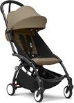 Stokke Babyzen YOYO3 Stroller from 6 Months - Includes Black Frame, Seat Cushion + Canopy - Folds in & Out in a Flash - Light & Compact - Carry-On Compatible - Toffee