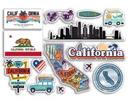 A5 Sticker Sheet California Landmarks Vinyl Stickers - America States USA American Airport Stamps Skyline Flag Map Travel Holiday Scrapbooking City Luggage #79187