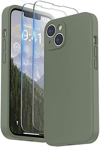 SURPHY Cover per iPhone 14 Plus 6.7'', con Vetro Temperato, Custodia in Silicone per iPhone 14 Plus Antiurto Case con Protezione per Ogni Lente per iPhone 14 Plus 2022,verde