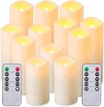 Flameless Candles, Led Candles Set of 12(D 2.1" X H 4" 5" 6" 7") Resin Candles with Remote Timer Waterproof Outdoor Indoor Candles (Made of Plastic)