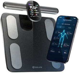 Oxiline Scale MD Pro, 8 Echo MD Electrodes, Scale for Body Weight and Fat, BMI, Muscle Mass 31 Body Composition Measurement, OLED Screen on Retractable Handle