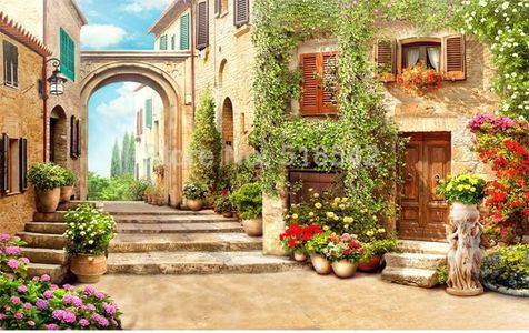 KOMNNI Retro European Landscape 3D Wallpaper Mural Living Room Bedroom Tv Background Home Decor Self Adhesive Waterproof 3D Wallpaper