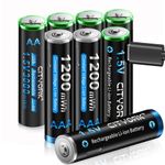 CITYORK 1.5V Type-C USB 4 Pack AA 3000mWh and 4 Pack 1.5V AAA 1200mWh Lion Rechargeable Battery, Constant Output and Fast Charging (Include Type-C USB Cable)