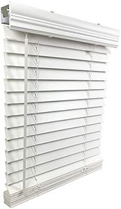 US Window And Floor 2" Faux Wood 34.125" W x 24" H, Inside Mount Cordless Window Blinds, 34.125 x 24, Smooth White