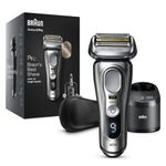 Braun Series 9 Pro 9467cc Wet & Dry shaver for men, with 5-in-1 SmartCare center and leather travel case, For Comfort & Close Shave, Gentle & Effective on Tough Beards, Silver