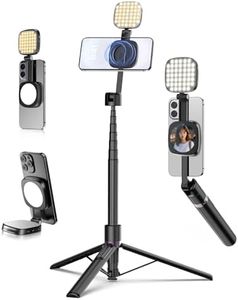 TONEOF 68" Magnetic Cell Phone Tripie with Light, 360° Rotating Selfie Stick Tripod, Cell Phone Tripod with Metal Ring and Remote Control, Video Kit Compatible with iPhone and Android