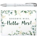 Tenare Goodbye Miss Hello Mrs Hen Party Guest Book and Keepsake Pen Hen Party Gift Accessories Kiss The Miss Goodbye Hen Night Gifts Bride Advice Book with Pen for Wedding Bridal Shower (Greenery)