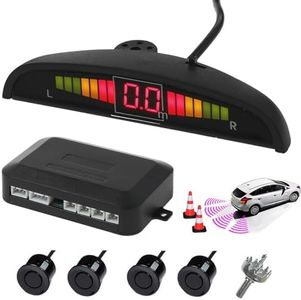 AUTOUTLET Rear Reversing Car Parking Sensors 4 Sensors Kit Audio Buzzer Alarm LED Display, DC 12V