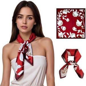 Seawhisper Red Silk Neck Scarf for Women Tie Satin Head Hair Scarves Bandana Square Headscarf Fashion Lightweight Dressy Bufandas de Mujer Elegantes