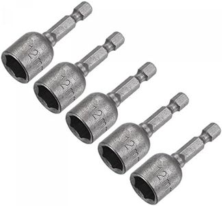 uxcell Quick-Change Nut Driver Bit, 1/4" Hex Shank 12mm Magnetic Nut Setter Drill Bits, 1.89" Length, Metric 5 Pcs